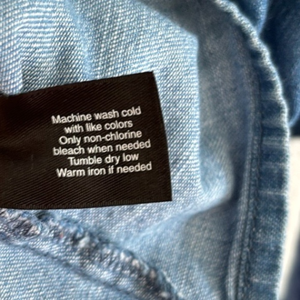 Lane Bryant Cotton Blue Chambray Peplum Bell Sleeves Peasant Top Plus Size 14 16 - Picture 6 of 9